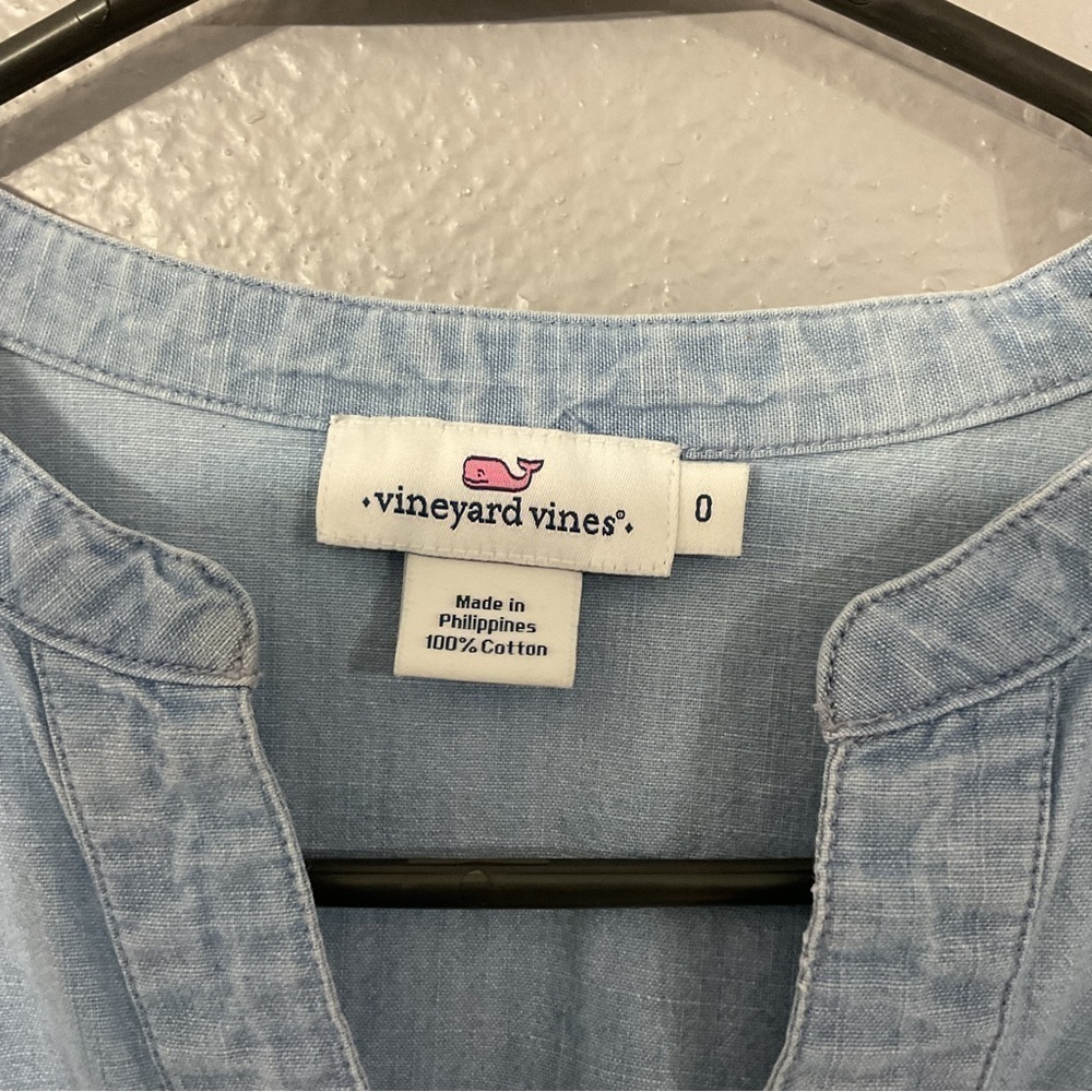 Vineyard Vines Chambray Tunic Shirt Dress Size 0 D38 - Picture 8 of 9
